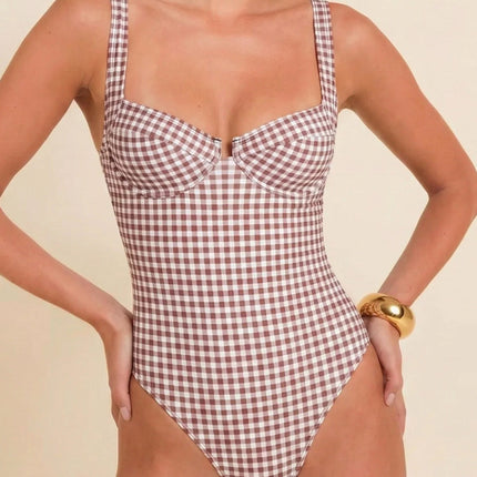 Megan | Summer Plaid Underwire One-Piece Swimsuit
