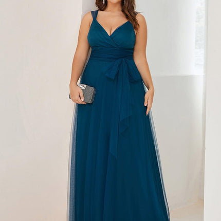 Melanie | Floor Length Double V Neck Bridesmaid Dress