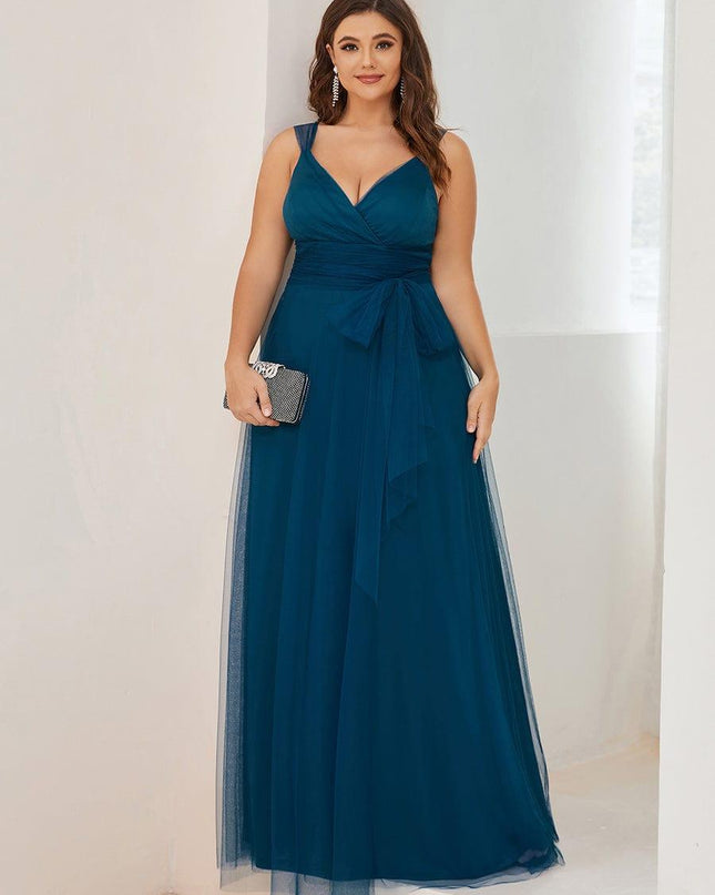 Melanie | Floor Length Double V Neck Bridesmaid Dress