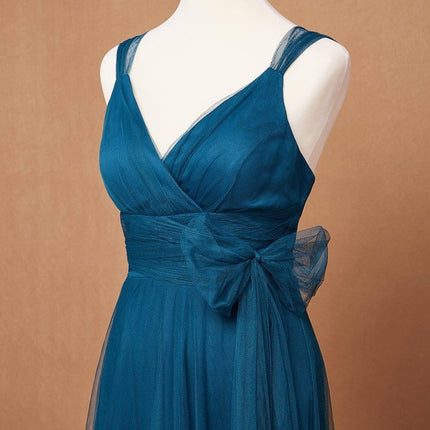 Melanie | Floor Length Double V Neck Bridesmaid Dress
