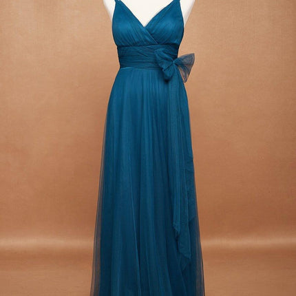Melanie | Floor Length Double V Neck Bridesmaid Dress