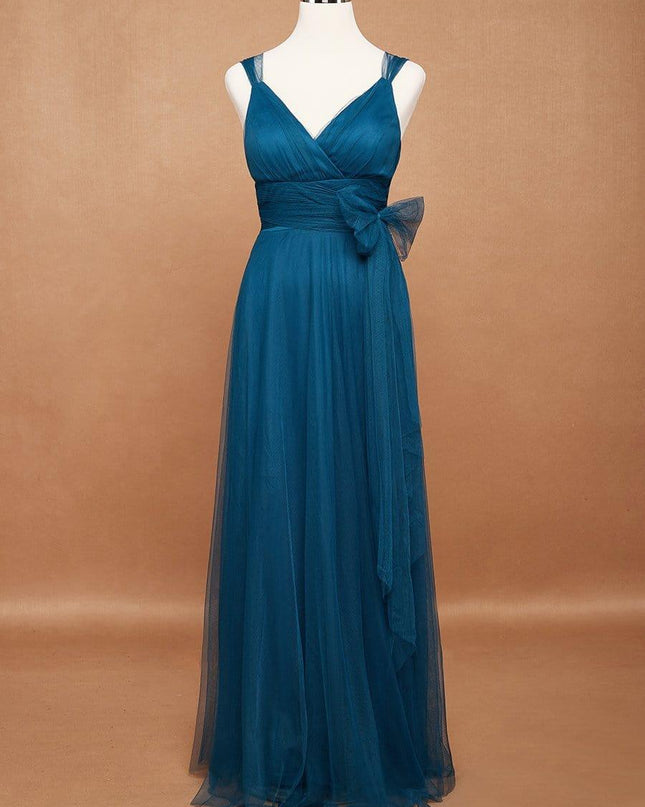Melanie | Floor Length Double V Neck Bridesmaid Dress