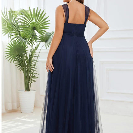 Melanie | Floor Length Double V Neck Bridesmaid Dress