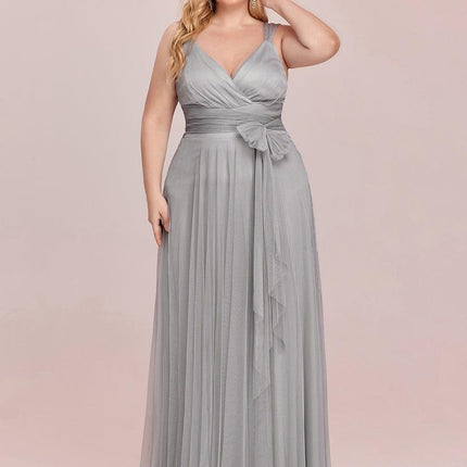 Melanie | Floor Length Double V Neck Bridesmaid Dress