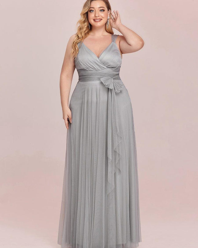Melanie | Floor Length Double V Neck Bridesmaid Dress
