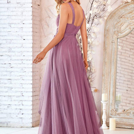 Melanie | Floor Length Double V Neck Bridesmaid Dress