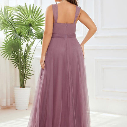 Melanie | Floor Length Double V Neck Bridesmaid Dress