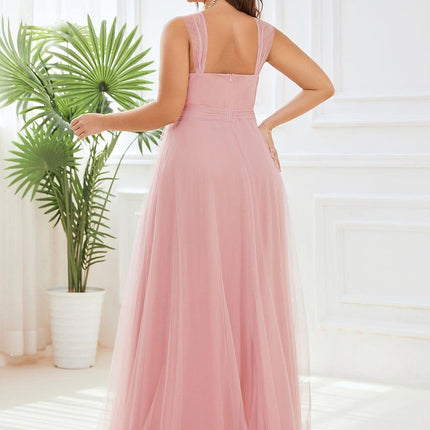 Melanie | Floor Length Double V Neck Bridesmaid Dress