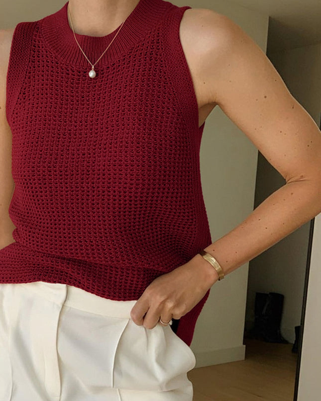 Millicent | Slim Fit Hollow Knit Tank Top Holiday Clothes
