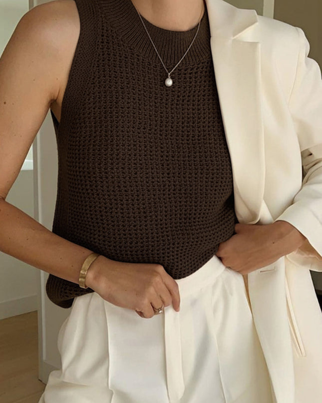 Millicent | Slim Fit Hollow Knit Tank Top Holiday Clothes