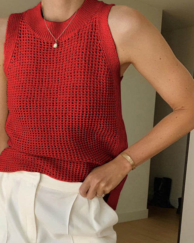 Millicent | Slim Fit Hollow Knit Tank Top Holiday Clothes
