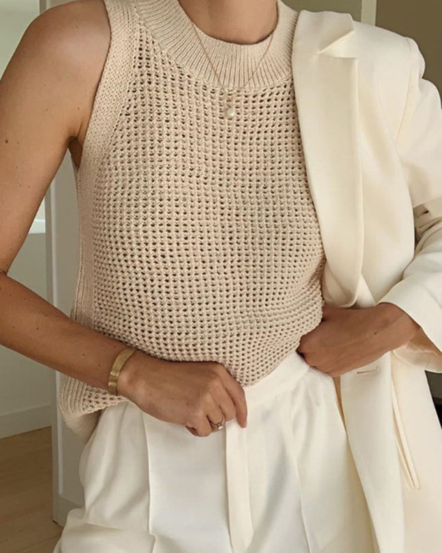 Millicent | Slim Fit Hollow Knit Tank Top Holiday Clothes