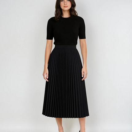 Mireya | High-Waisted Elegant Pleated Midi Skirt 2
