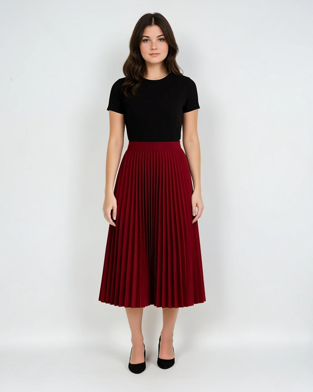 Mireya | High-Waisted Elegant Pleated Midi Skirt 4
