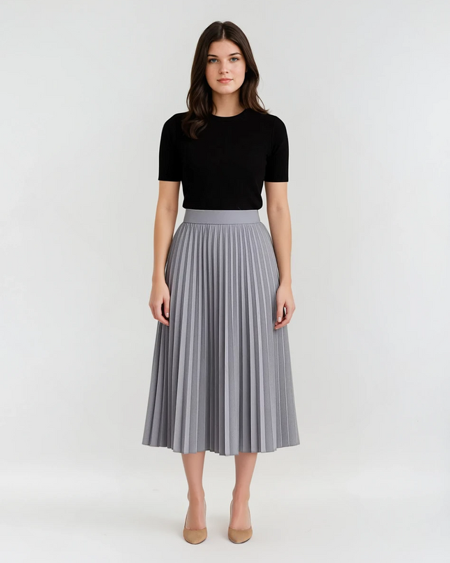 Mireya | High-Waisted Elegant Pleated Midi Skirt 5