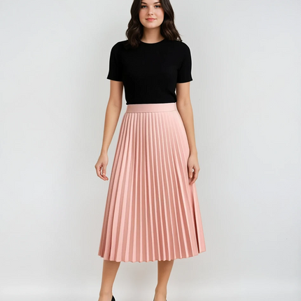 Mireya | High-Waisted Elegant Pleated Midi Skirt 0