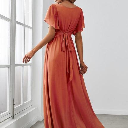 Natalia | A-Line V-Neck Flutter Sleeve Wedding Guest Dress