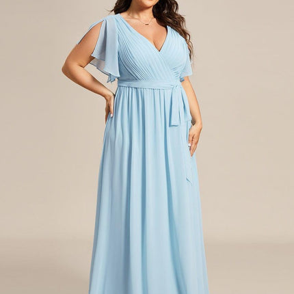 Natalia | A-Line V-Neck Flutter Sleeve Wedding Guest Dress