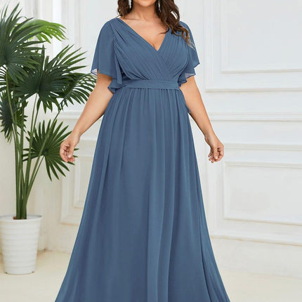 Natalia | A-Line V-Neck Flutter Sleeve Wedding Guest Dress