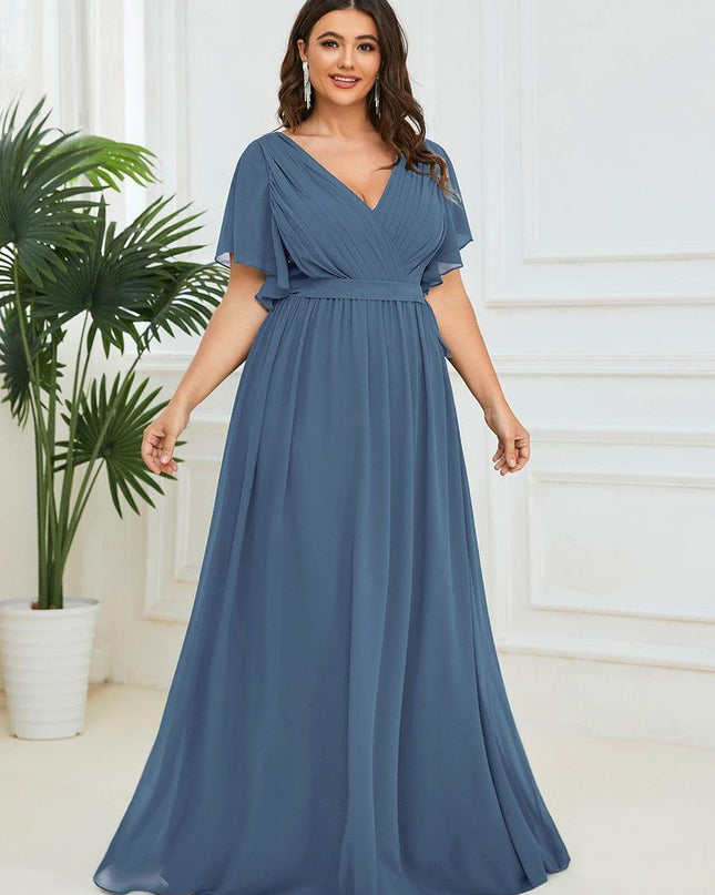Natalia | A-Line V-Neck Flutter Sleeve Wedding Guest Dress
