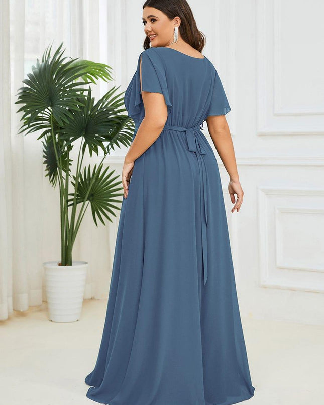 Natalia | A-Line V-Neck Flutter Sleeve Wedding Guest Dress