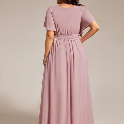Natalia | A-Line V-Neck Flutter Sleeve Wedding Guest Dress