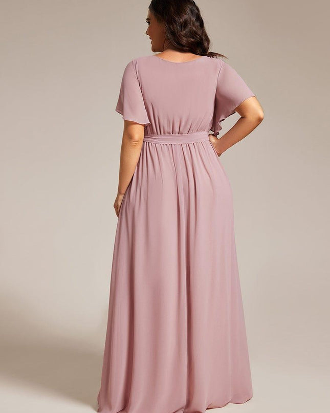 Natalia | A-Line V-Neck Flutter Sleeve Wedding Guest Dress