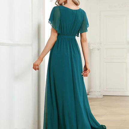 Natalia | A-Line V-Neck Flutter Sleeve Wedding Guest Dress