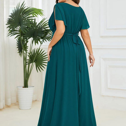Natalia | A-Line V-Neck Flutter Sleeve Wedding Guest Dress