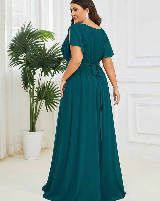 Natalia | A-Line V-Neck Flutter Sleeve Wedding Guest Dress