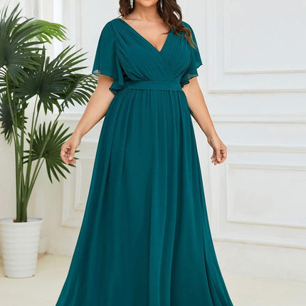 Natalia | A-Line V-Neck Flutter Sleeve Wedding Guest Dress