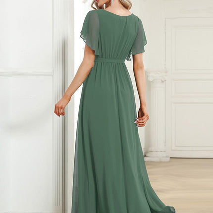 Natalia | A-Line V-Neck Flutter Sleeve Wedding Guest Dress