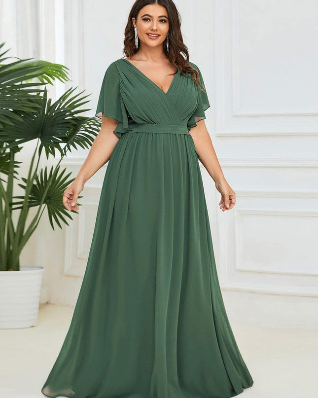 Natalia | A-Line V-Neck Flutter Sleeve Wedding Guest Dress