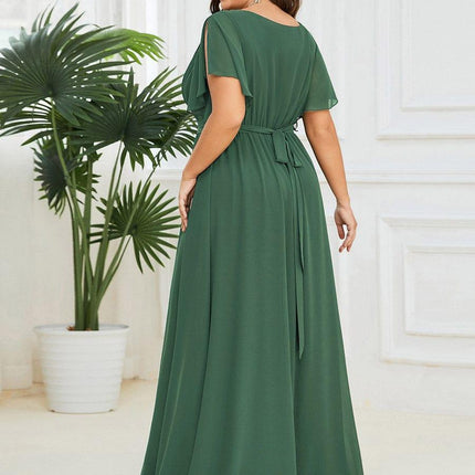 Natalia | A-Line V-Neck Flutter Sleeve Wedding Guest Dress