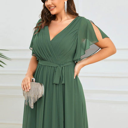 Natalia | A-Line V-Neck Flutter Sleeve Wedding Guest Dress