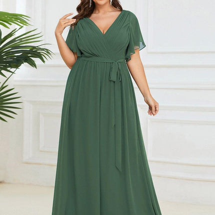 Natalia | A-Line V-Neck Flutter Sleeve Wedding Guest Dress