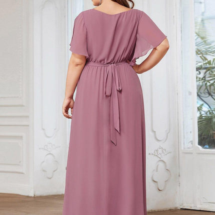 Natalia | A-Line V-Neck Flutter Sleeve Wedding Guest Dress