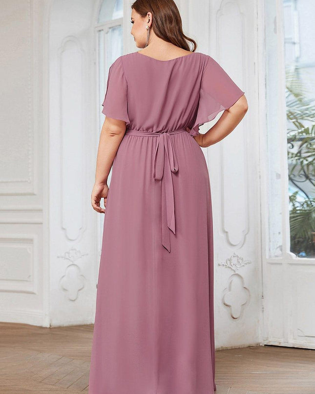Natalia | A-Line V-Neck Flutter Sleeve Wedding Guest Dress