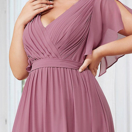 Natalia | A-Line V-Neck Flutter Sleeve Wedding Guest Dress