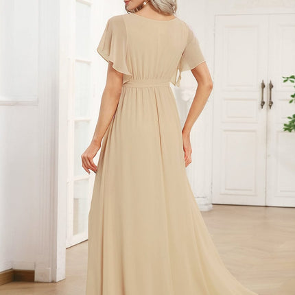 Natalia | A-Line V-Neck Flutter Sleeve Wedding Guest Dress