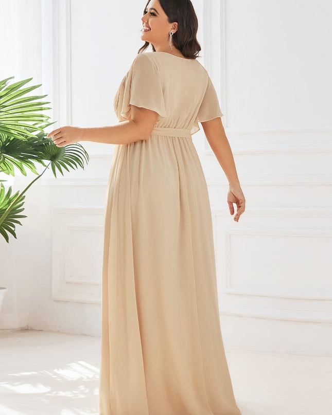 Natalia | A-Line V-Neck Flutter Sleeve Wedding Guest Dress