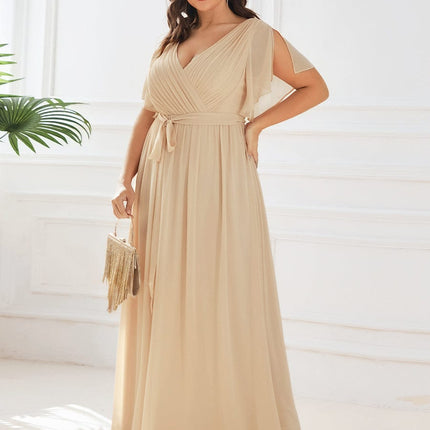 Natalia | A-Line V-Neck Flutter Sleeve Wedding Guest Dress