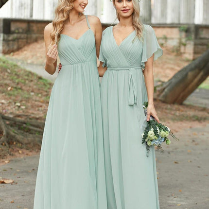 Natalia | A-Line V-Neck Flutter Sleeve Wedding Guest Dress
