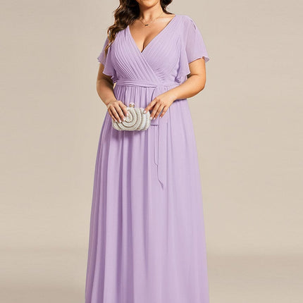 Natalia | A-Line V-Neck Flutter Sleeve Wedding Guest Dress