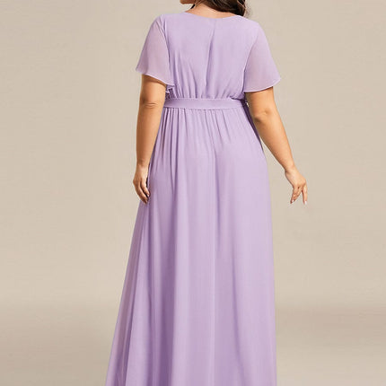 Natalia | A-Line V-Neck Flutter Sleeve Wedding Guest Dress