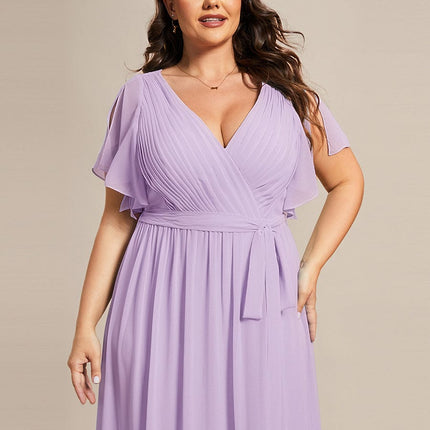 Natalia | A-Line V-Neck Flutter Sleeve Wedding Guest Dress