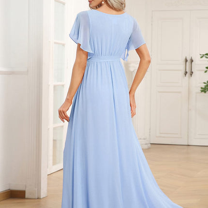 Natalia | A-Line V-Neck Flutter Sleeve Wedding Guest Dress