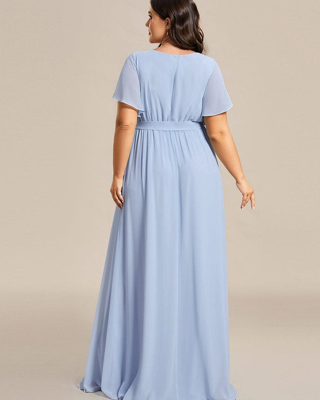 Natalia | A-Line V-Neck Flutter Sleeve Wedding Guest Dress