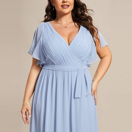 Natalia | A-Line V-Neck Flutter Sleeve Wedding Guest Dress