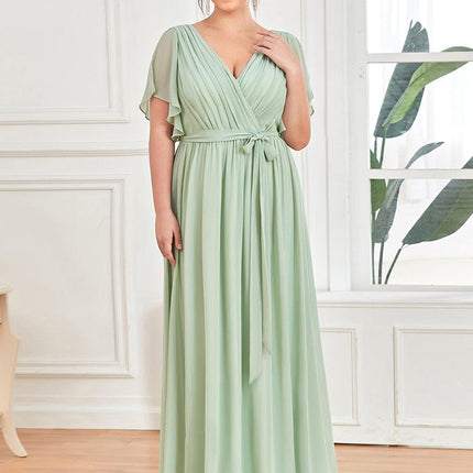 Natalia | A-Line V-Neck Flutter Sleeve Wedding Guest Dress